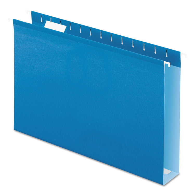 Pendaflex - Extra Capacity Reinforced Hanging File Folders with Box Bottom, 2" Capacity, Legal Size, 1/5-Cut Tabs, Blue, 25/Box