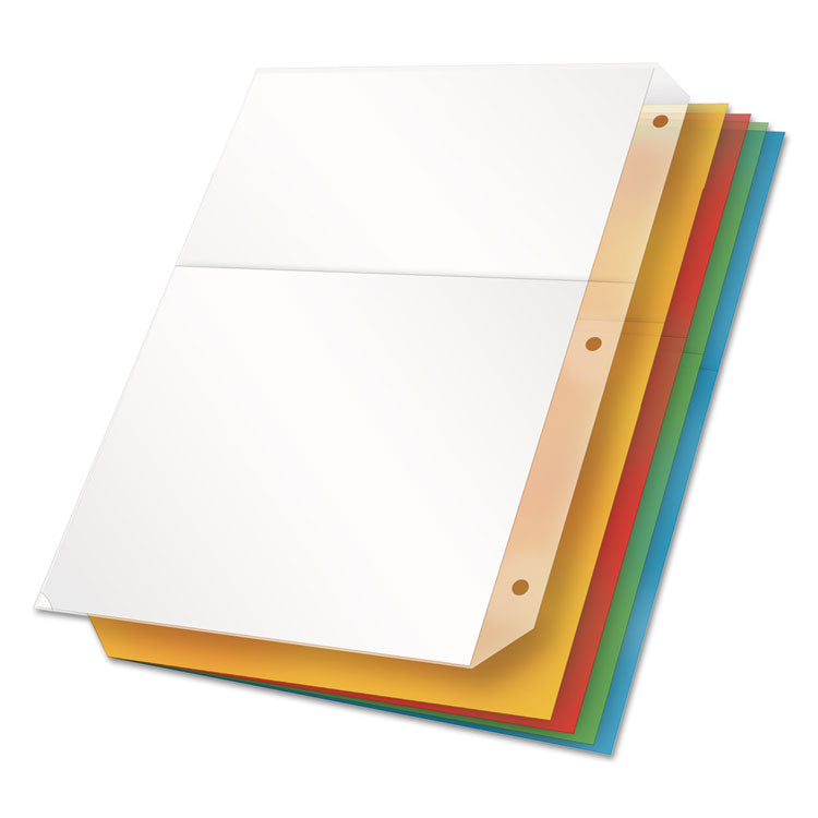 Cardinal - Poly Ring Binder Pockets, 8.5 x 11, Assorted Colors, 5/Pack