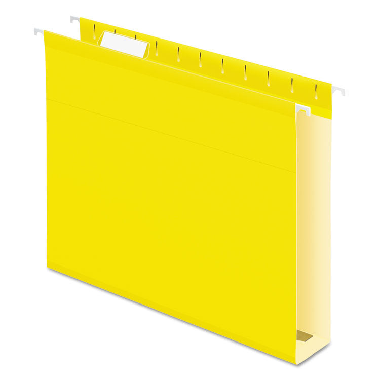 Pendaflex - Extra Capacity Reinforced Hanging File Folders with Box Bottom, 2" Capacity, Letter Size, 1/5-Cut Tabs, Yellow, 25/Box