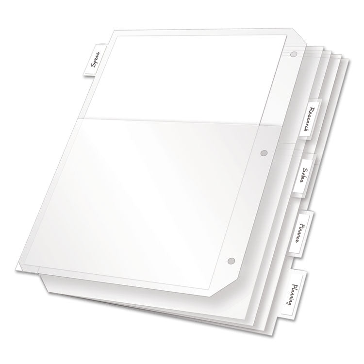 Cardinal - Poly Ring Binder Pockets, 8.5 x 11, Clear, 5/Pack