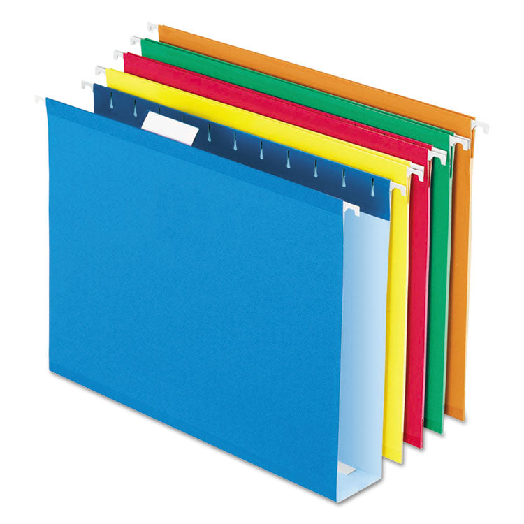 Pendaflex - Extra Capacity Reinforced Hanging File Folders with Box Bottom, 2" Capacity, Letter Size, 1/5-Cut Tab, Assorted Colors,25/BX