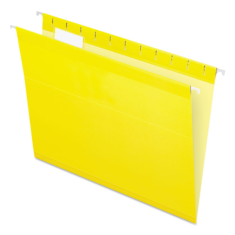 Pendaflex - Colored Reinforced Hanging Folders, Letter Size, 1/5-Cut Tabs, Yellow, 25/Box