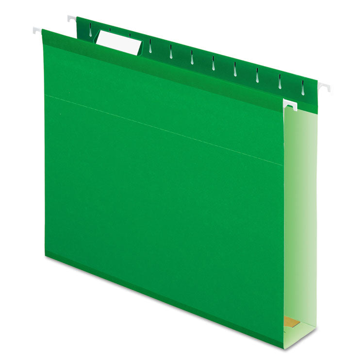 Pendaflex - Extra Capacity Reinforced Hanging File Folders with Box Bottom, 2" Capacity, Letter Size, 1/5-Cut Tabs, Bright Green, 25/Box