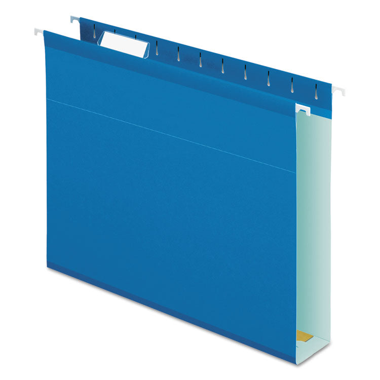 Pendaflex - Extra Capacity Reinforced Hanging File Folders with Box Bottom, 2" Capacity, Letter Size, 1/5-Cut Tabs, Blue, 25/Box