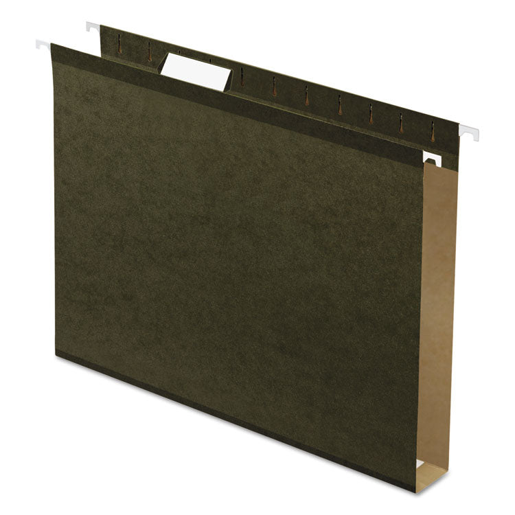 Pendaflex - Extra Capacity Reinforced Hanging File Folders with Box Bottom, 1" Capacity, Letter Size, 1/5-Cut Tabs, Green, 25/Box