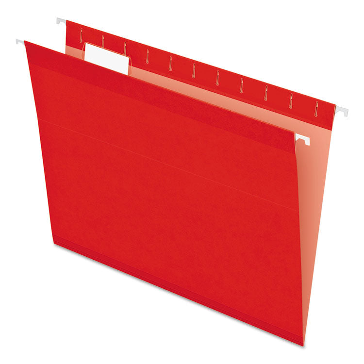 Pendaflex - Colored Reinforced Hanging Folders, Letter Size, 1/5-Cut Tabs, Red, 25/Box