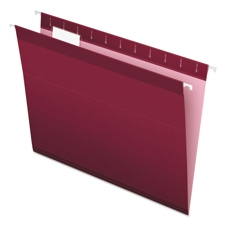 Pendaflex - Colored Reinforced Hanging Folders, Letter Size, 1/5-Cut Tabs, Burgundy, 25/Box