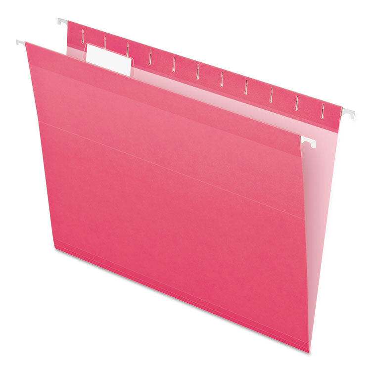 Pendaflex - Colored Reinforced Hanging Folders, Letter Size, 1/5-Cut Tabs, Pink, 25/Box