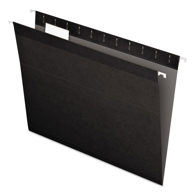 Pendaflex - Colored Reinforced Hanging Folders, Letter Size, 1/5-Cut Tabs, Black, 25/Box