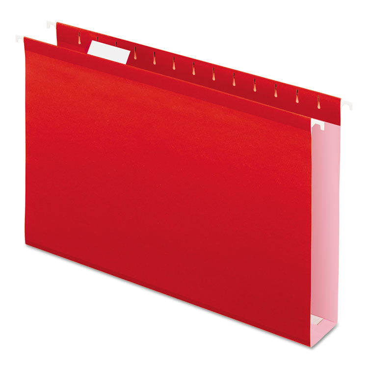 Pendaflex - Extra Capacity Reinforced Hanging File Folders with Box Bottom, 2" Capacity, Legal Size, 1/5-Cut Tabs, Red, 25/Box