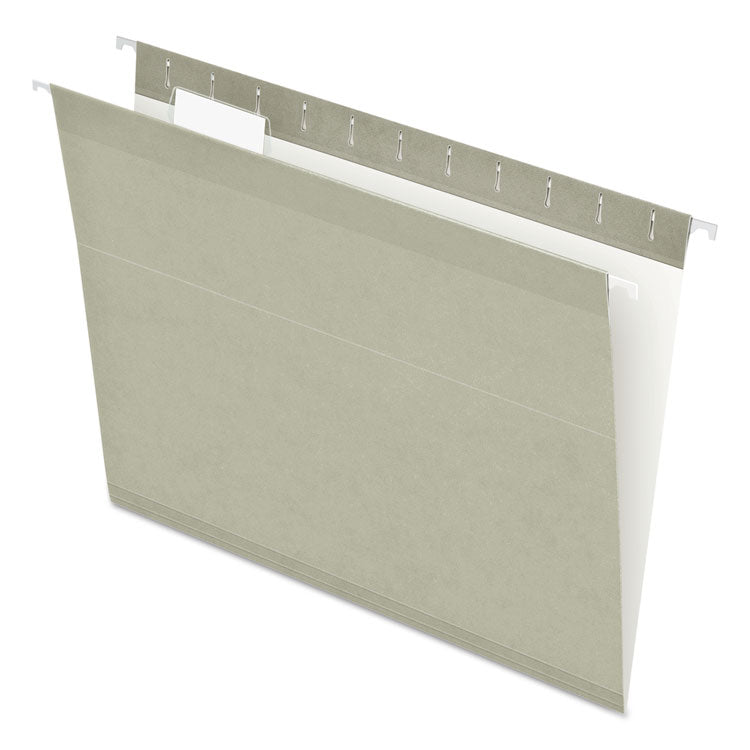 Pendaflex - Colored Reinforced Hanging Folders, Letter Size, 1/5-Cut Tabs, Gray, 25/Box