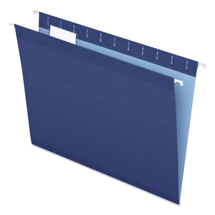 Pendaflex - Colored Reinforced Hanging Folders, Letter Size, 1/5-Cut Tabs, Navy, 25/Box