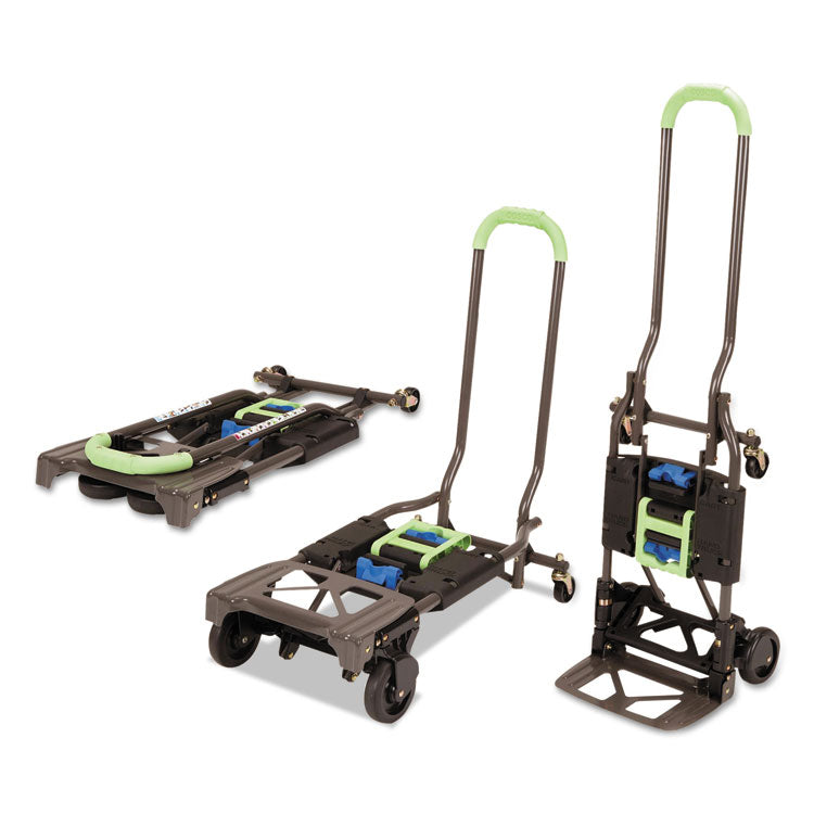 Cosco - 2-in-1 Multi-Position Hand Truck and Cart, 300 lbs, 16.63 x 12.75 x 49.25, Black/Blue/Green