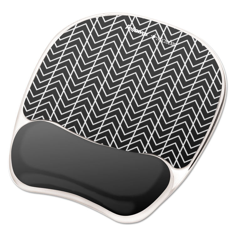 Fellowes - Photo Gel Mouse Pad with Wrist Rest with Microban Protection, 7.87 x 9.25, Chevron Design