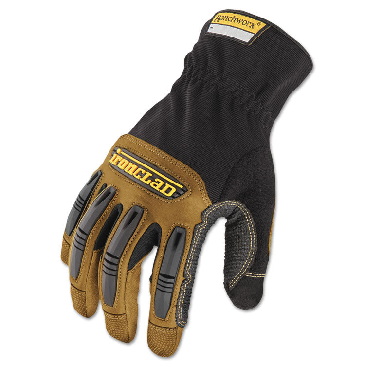 Ironclad - Ranchworx Leather Gloves, Black/Tan, Large