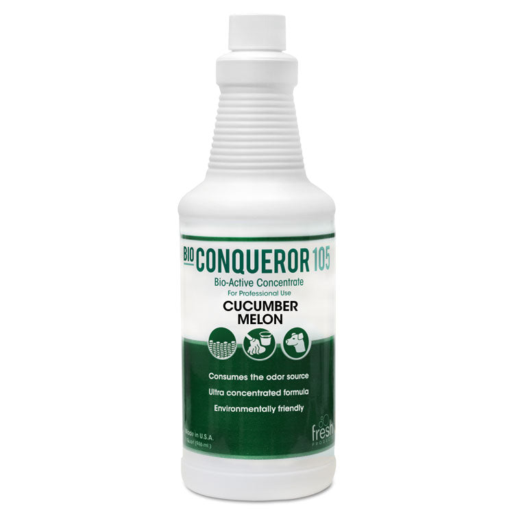 Fresh Products - Bio Conqueror 105 Enzymatic Odor Counteractant Concentrate, Cucumber Melon, 1 qt Bottle, 12/Carton