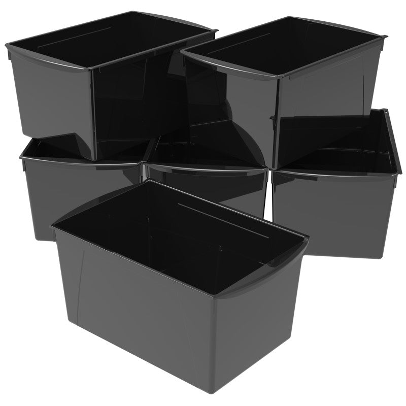 STOREX - Wide Book Bin, Black, Set of 6