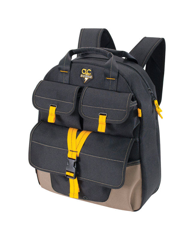 CLC - CLC E-Charge 6 in. W X 19.5 in. H Polyester Backpack Tool Bag 23 pocket Black/Tan 1 pc