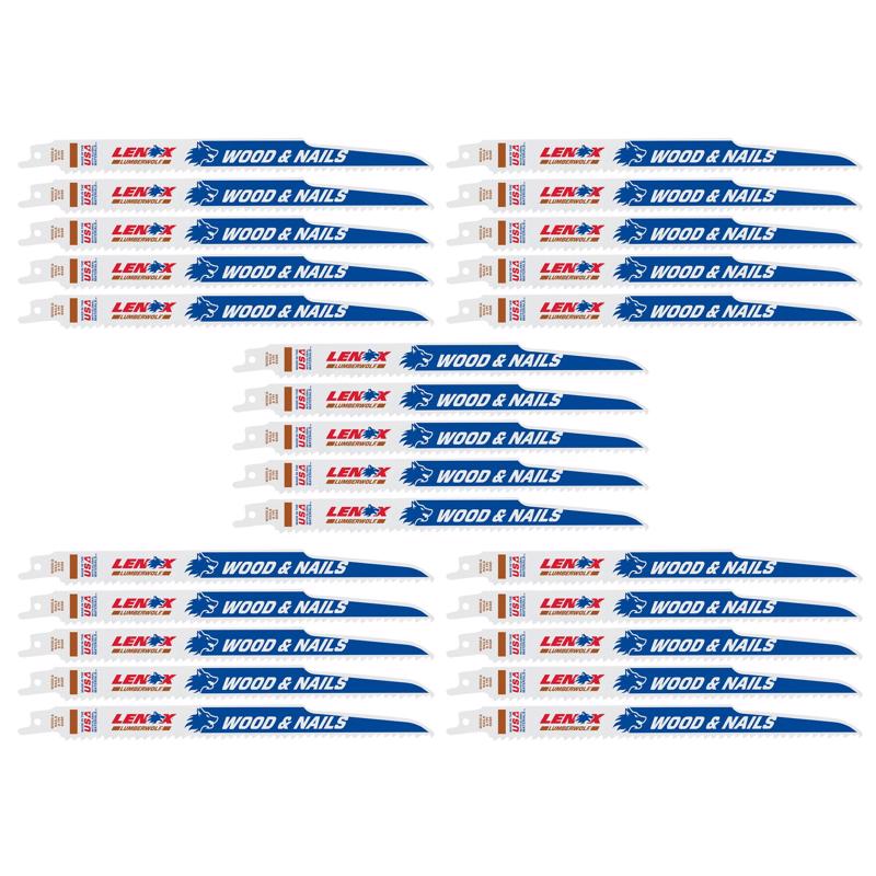 LENOX - LENOX LUMBERWOLF 9 in. Bi-Metal Reciprocating Saw Blade 6 TPI 25 pk