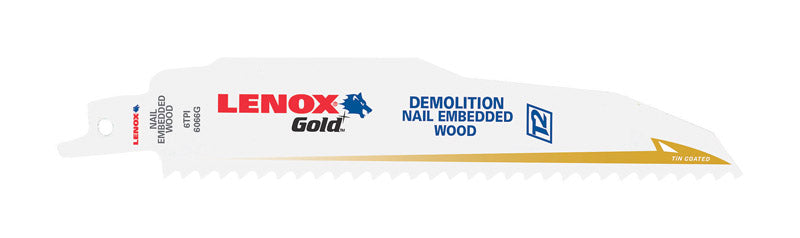 LENOX - Lenox Gold 6 in. Bi-Metal Reciprocating Saw Blade 6 TPI 5 pk [210886066GR]