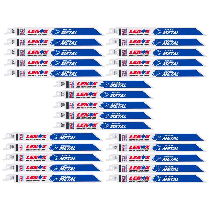 LENOX - LENOX METALWOLF 8 in. Bi-Metal WAVE EDGE Reciprocating Saw Blade 18 TPI 25 pk