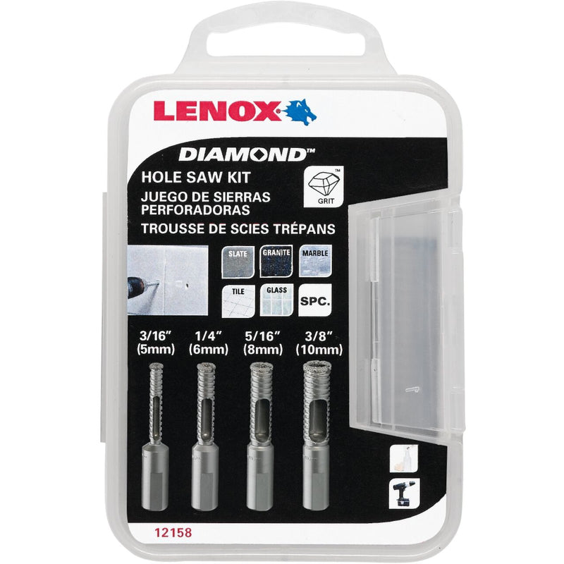 LENOX - Lenox Diamond 2-1/2 in. Diamond Grit One Piece Hole Saw Kit 4 pc