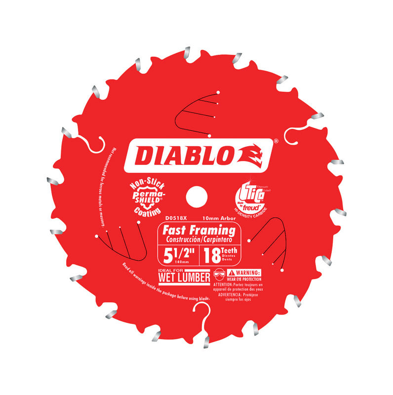 DIABLO - Diablo 5-1/2 in. D X 10 mm Fast Framing TiCo Hi-Density Carbide Trim Saw Blade 18 teeth 1 pk