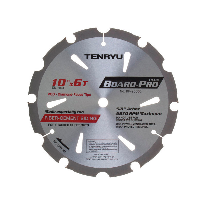 TENRYU - Tenryu Board-Pro Plus 10 in. D X 5/8 in. Board Pro Polycrystalline Diamond Saw Blade 6 teeth 1 pc