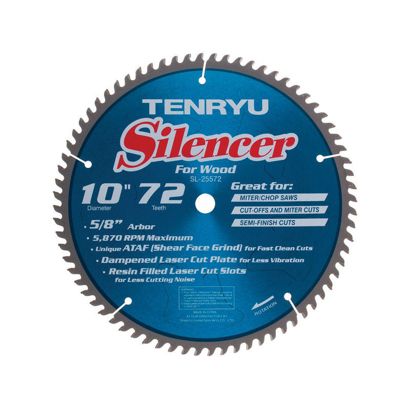 TENRYU - Tenryu Silencer 10 in. D X 5/8 in. PTFE Coated Saw Blade 72 teeth 1 pc