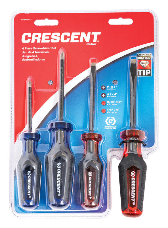 CRESCENT - Crescent Assorted Phillips/Slotted Diamond Coated Screwdriver Set 4 pc