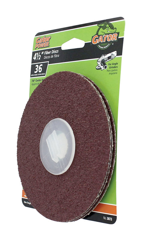 GATOR - Gator 4.5 in. Aluminum Oxide Center Mount Fiber Disc 36 Grit Extra Coarse 3 pk - Case of 5