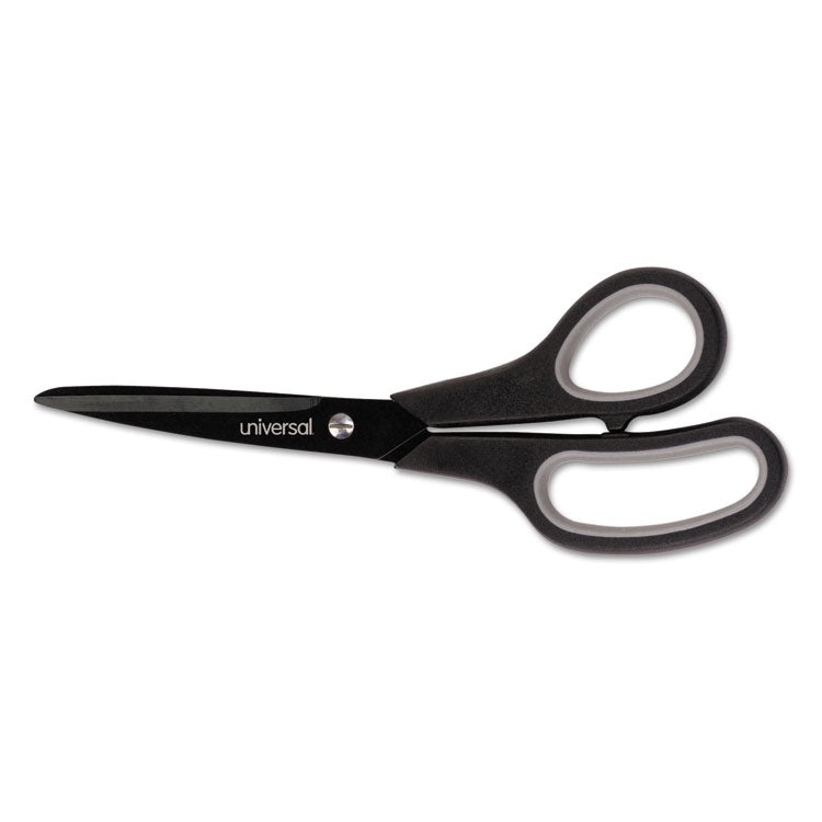 Universal - Industrial Carbon Blade Scissors, 8" Long, 3.5" Cut Length, Black/Gray Straight Handle