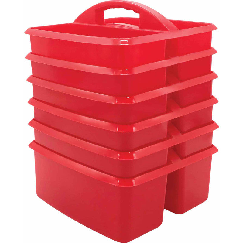 TEACHER CREATED RESOURCES - Red Plastic Storage Caddy, Pack of 6