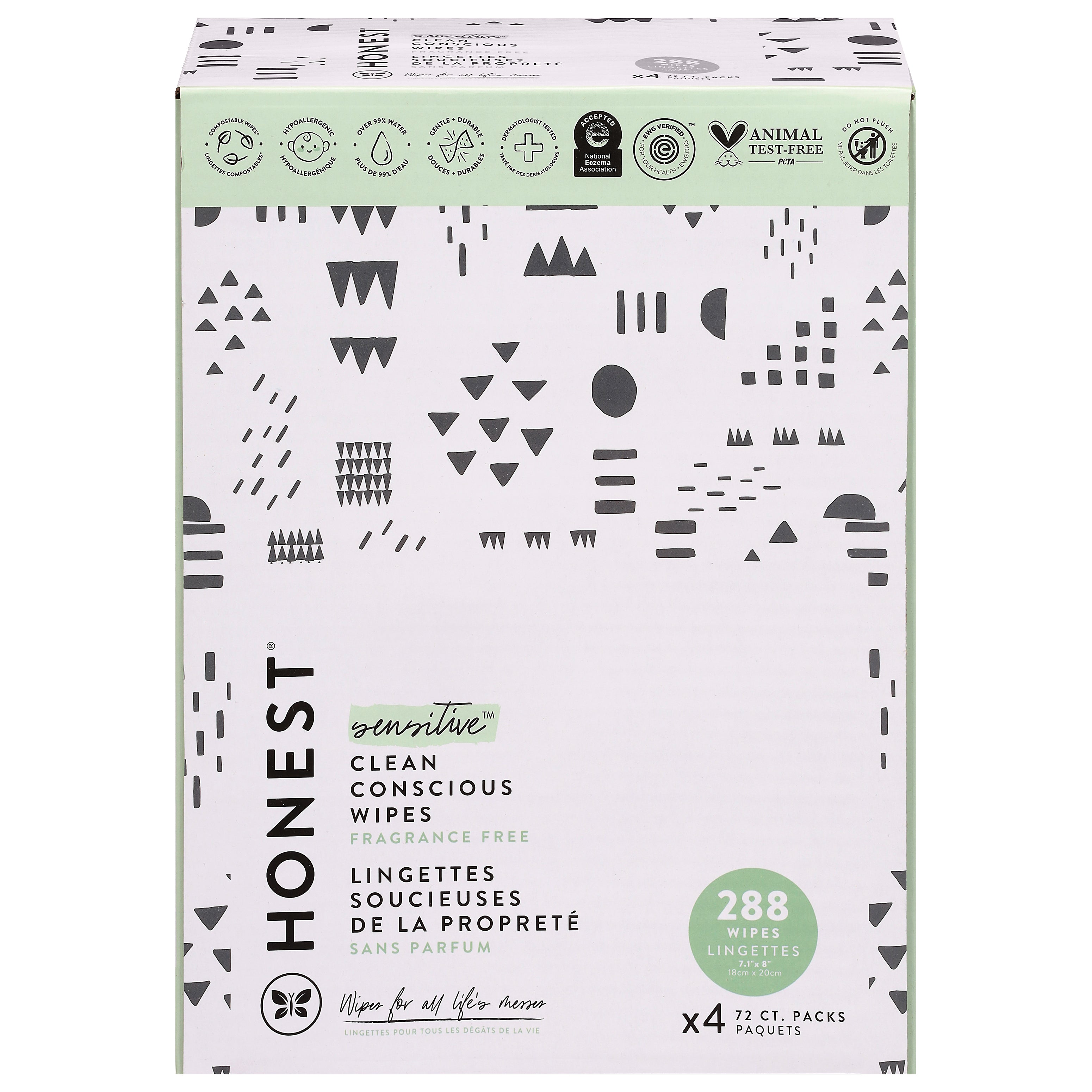 Honest Sensitive Clean Conscious Wipes  4 ea - Case of 3