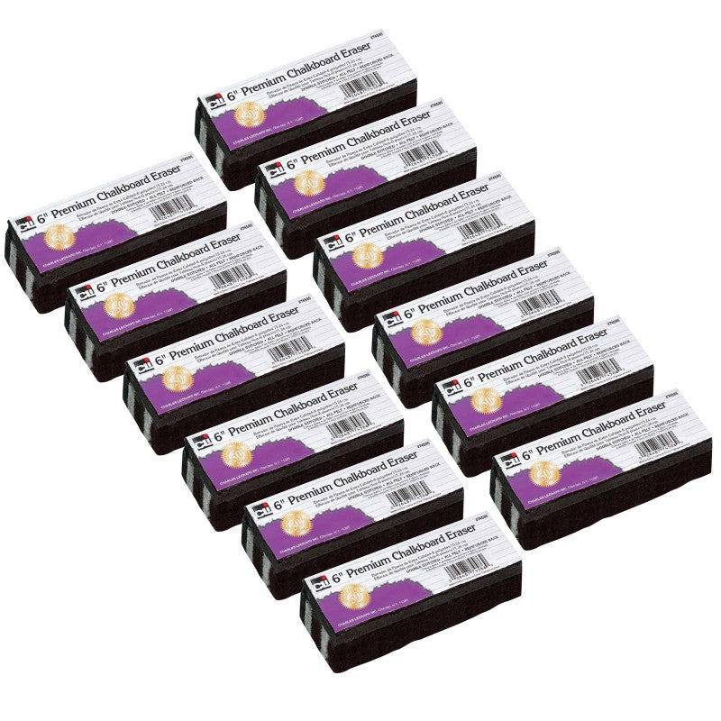 CHARLES LEONARD - Premium Chalkboard Eraser, 6", Pack of 12