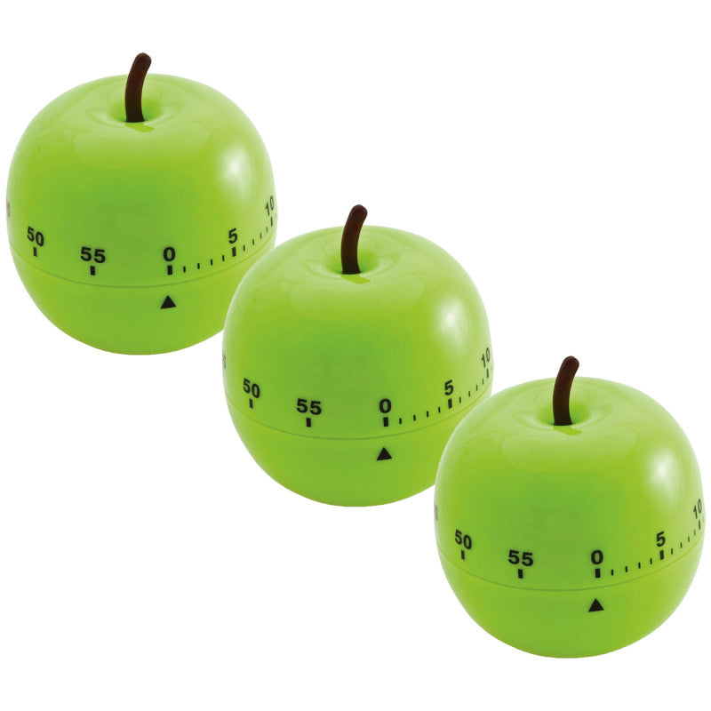 BAUMGARTENS - Apple-Shaped Timer, Green, Pack of 3