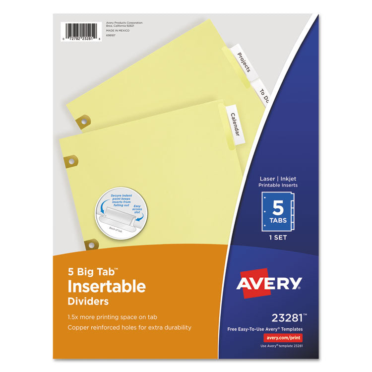 Avery - Insertable Big Tab Dividers, 5-Tab, Letter (7720048)