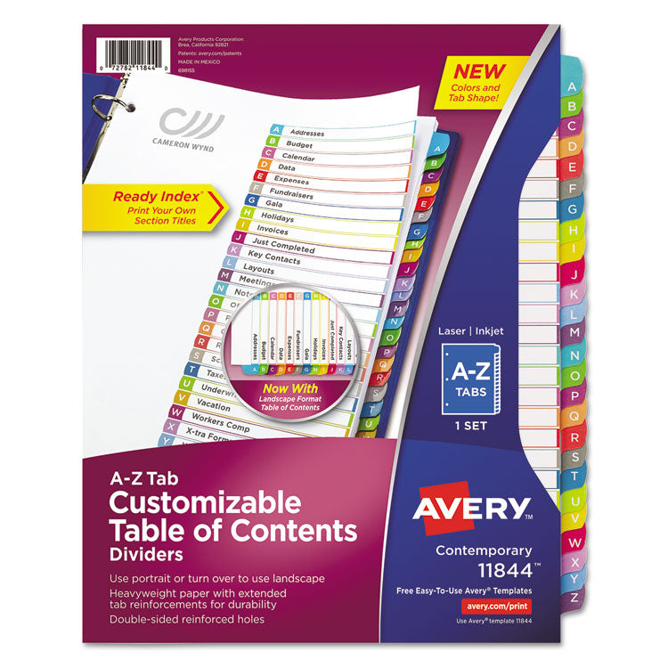 Avery - Customizable TOC Ready Index Multicolor Dividers, A-Z, Letter