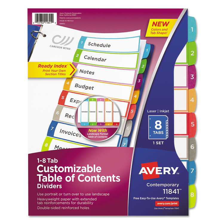 Avery - Customizable TOC Ready Index Multicolor Dividers, 1-8, Letter