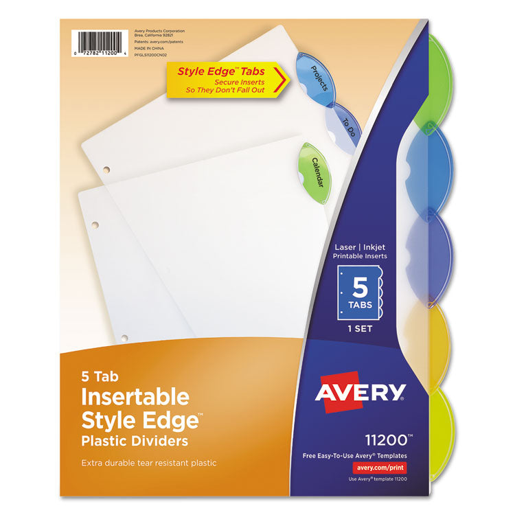 Avery - Insertable Style Edge Tab Plastic Dividers, 5-Tab, 11 x 8.5, Translucent, 1 Set