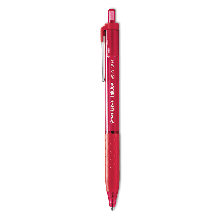Paper Mate - InkJoy 300 RT Ballpoint Pen, Refillable, Retractable, Medium 1 mm, Red Ink, Red Barrel, Dozen