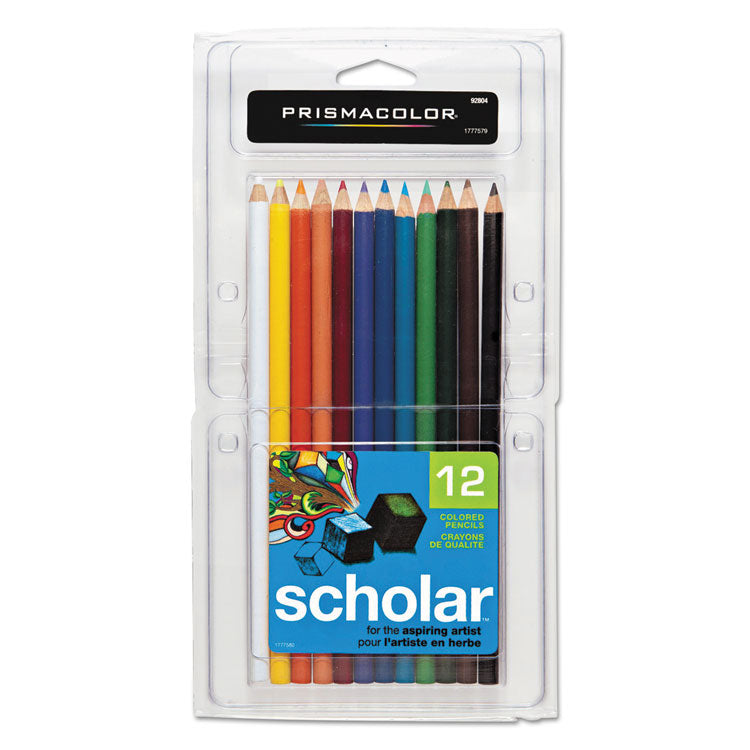 Prismacolor - Scholar Colored Pencil Set, 3 mm, 2B (#2), Assorted Lead/Barrel Colors, Dozen