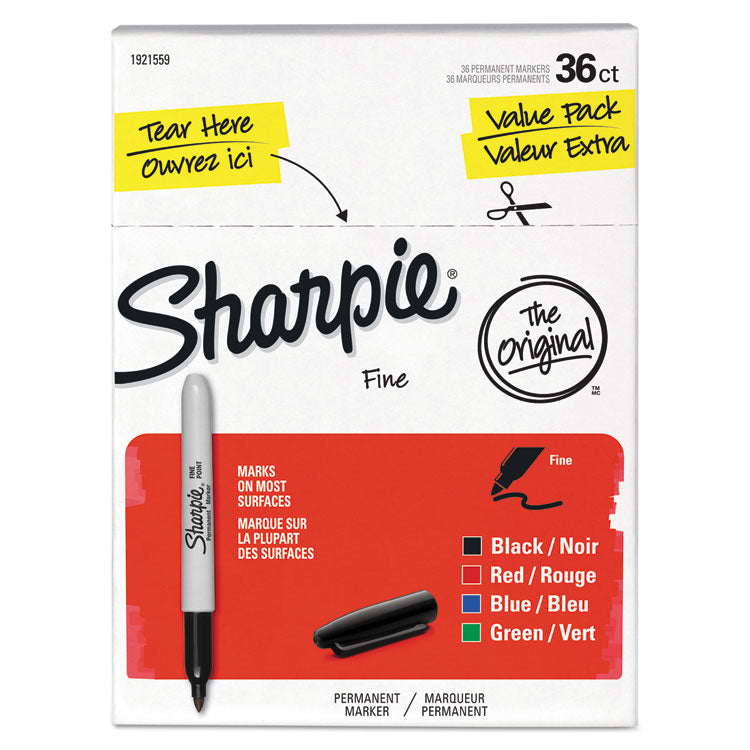 Sharpie - Fine Tip Permanent Marker Value Pack, Fine Bullet Tip, Assorted Colors, 36/Pack