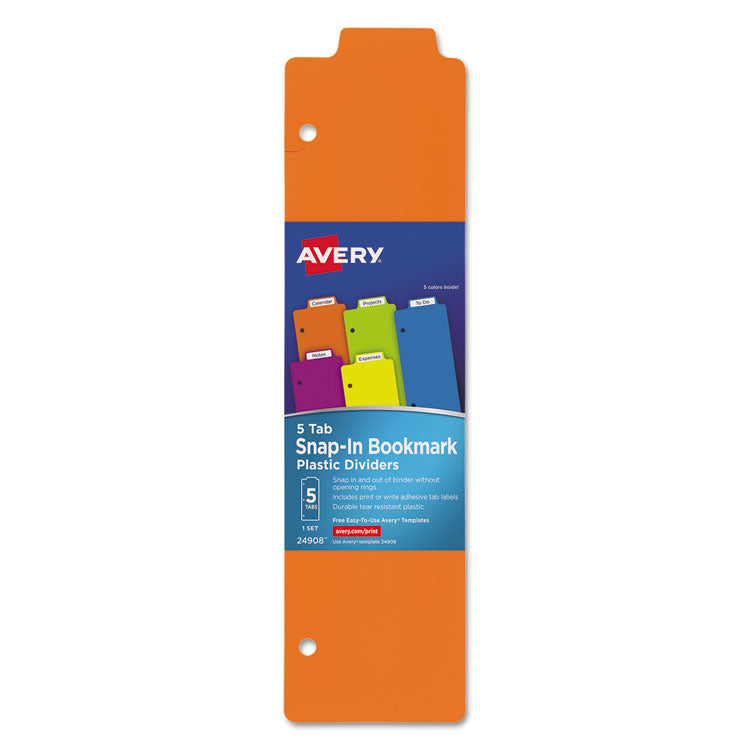 Avery - Tabbed Snap-In Bookmark Plastic Dividers, 5-Tab, 11.5 x 3, Assorted, 1 Set