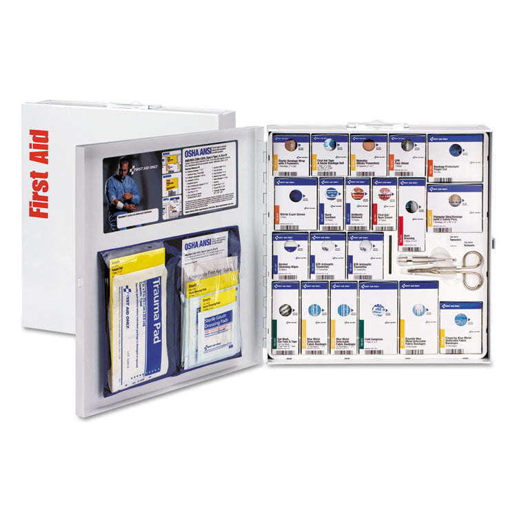 First Aid Only - ANSI 2015 SmartCompliance Food Service First Aid Kit, w/o Medication, 50 People, 260 Pieces, Metal Case (8361115)