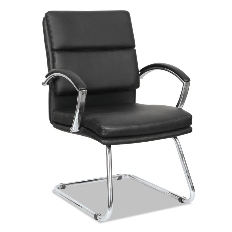 Alera - Alera Neratoli Slim Profile Stain-Resistant Faux Leather Guest Chair, 23.81" x 27.16" x 36.61", Black Seat/Back, Chrome Base