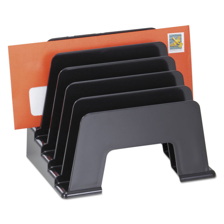 Universal - Recycled Plastic Incline Sorter, 5 Sections, DL to A5 Size Files, 8" x 5.5" x 6", Black