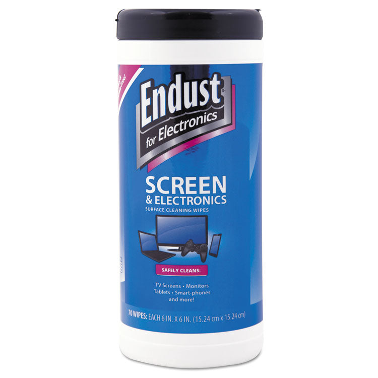 Endust - Antistatic Cleaning Wipes, Premoistened, 5 x 7, Clean Scent, 70/Canister