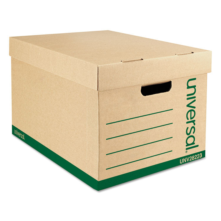 Universal - Recycled Medium-Duty Record Storage Box, Letter/Legal Files, Kraft/Green, 12/Carton