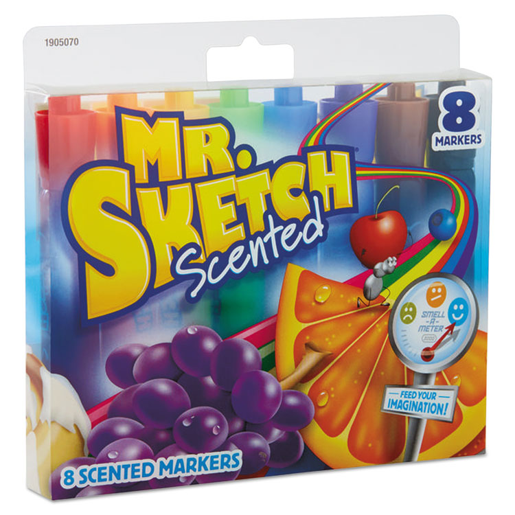Mr. Sketch - Scented Watercolor Marker, Broad Chisel Tip, Assorted Colors, 8/Set